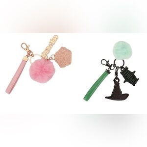 Wicked Keychain Set | Elphaba Glinda Pom Pom Key Ring | Musical Broadway NWT